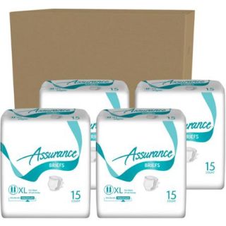 Assurance Maximum Absorbency Briefs, Extra Large, 15 count, (Pack of 4)