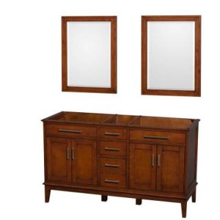 Wyndham Collection Hatton 59 in. Vanity Cabinet with Mirror in Light Chestnut WCV161660DCLCXSXXM24