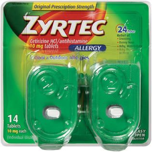 Zyrtec Allergy 24 Hour 10mg (Individual Blisters) Tablets 14 CT CARDED