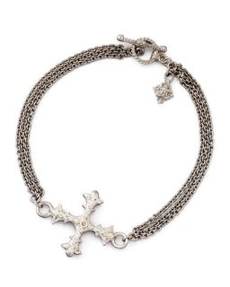 Armenta New World Diamond Cross 3 Strand Chain Bracelet