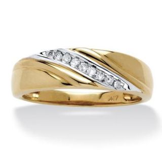 Men's 1/8 TCW Round Diamond Wave Ring in 10k Gold   Size 13