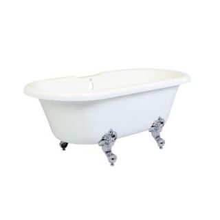 Aqua Eden 5.6 ft. Acrylic Polished Chrome Claw Foot Double Ended Tub in White HVTDS672924H1