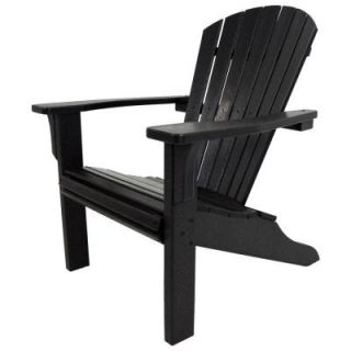 POLYWOOD Seashell Black Patio Adirondack Chair SH22BL