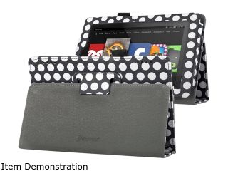 Insten Black / White Dot Leather Flip Folio Cover Case w / Stand For Amzon Kindle Fire HD 7" 2014 2056945