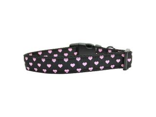 Mirage Pet Products 125 164 MD Pink and Black Dotty Hearts Nylon Dog Collars Medium