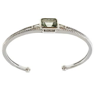 Michael Valitutti Silver Praseolite and White Sapphire Bracelet