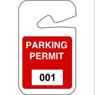 BRADY 95202 Parking Permits, Rearview, Wht/Red, PK 100