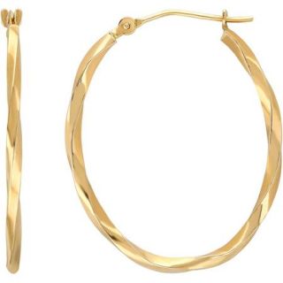 Simply Gold 14kt Yellow Gold Oval Twisted Hoop Earrings