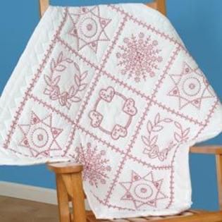 Jack Dempsey Stamped White Wall Or Lap Quilt 36X36 Sampler   Home