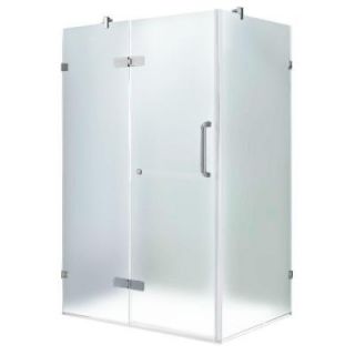Vigo 30 1/4 in. x 46 in. x 73 3/8 in. Frameless Pivot Shower Enclosure in Brushed Nickel with Frosted Glass and Left Door VG6011BNMT48L