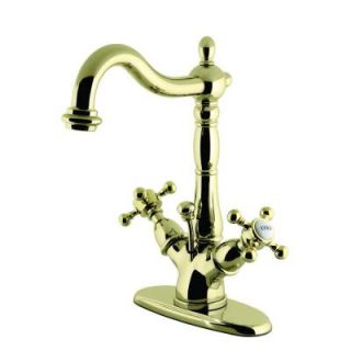 Kingston Brass Victorian Single Hole 2 Handle Bathroom Faucet in Polished Brass HKS1432BX