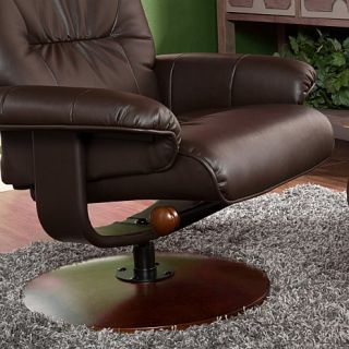 Bonded Leather Recliner and Ottoman   Brown