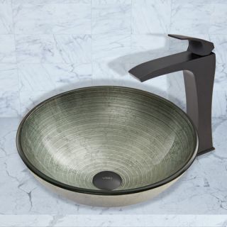 Simply Glass Vessel Bathroom Sink and Blackstonian Faucet Set by Vigo