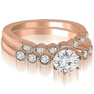 AMCOR 0.76 Cttw Round Cut 18K Rose Gold Diamond Bridal Set