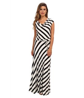 calvin klein stripe maxi dress white black