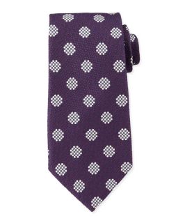 TOM FORD Textured Large Dot Woven Tie, Navy