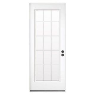 JELD WEN 32 in. x 80 in. 15 Lite Primed Premium Steel Prehung Front Door THDJW166500468