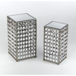 AA Importing 2 Piece Mirrored End Table Set