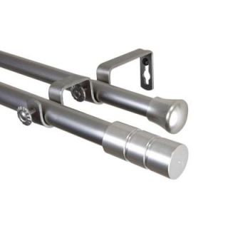 Rod Desyne 120 in.   170 in. Satin Nickel Telescoping Double Curtain Rod Kit with Theo Finial 4732 995