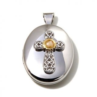 Michael Anthony Jewelry® 2 Tone Nativity Stone Sterling Silver Locket Penda   7826836