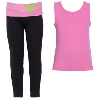 Crest Sport Little Girls Pink Camisole Black Pants 2 Piece Outfit 4