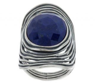 Or Paz Sterling Faceted Lapis Elongated Ring —
