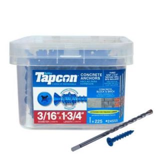 Tapcon 3/16 in. x 1 3/4 in. Philips Blue Steel Flat Head Concrete Anchors (225 Pack) 24555
