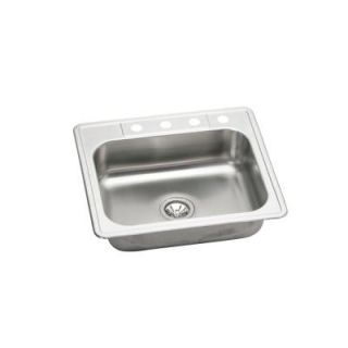 Elkay Neptune Top Mount Stainless Steel 25 in. 4 Hole Single Bowl Kitchen Sink HD114625