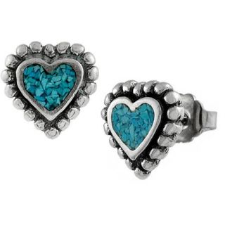 Brinley Co. Turquoise Heart Sterling Silver Stud Earrings