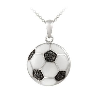 DB Designs Sterling Silver Black Diamond Accent and Enamel Soccer Ball