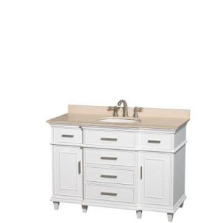 Wyndham Collection Berkeley 48 in. Vanity in White with Marble Vanity Top in Ivory and Oval Basin WCV171748SWHIVUNRMXX