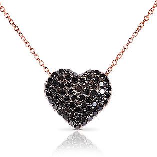 Diamond Me  Reversible Heart Shaped Black and White Diamond Necklace 1