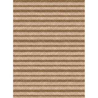 Woven Indoor Outdoor/ Summer Stripe Beige/ Lt Brown Patio Rug (53 x 7