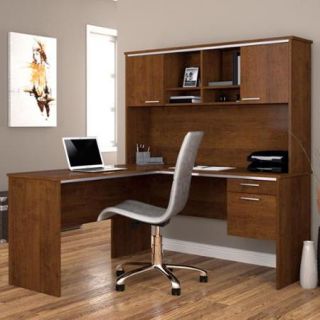 Bestar Flare L shaped desk in Tuscany Brown
