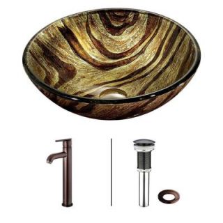 Vigo Zebra Vessel Sink in Multicolor with Faucet in Oil Rubbed Bronze VGT167