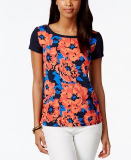 Tommy Hilfiger Mixed Media Floral Print Tee   Tops   Women
