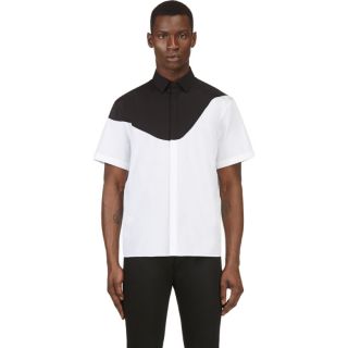 Neil Barrett Black & White Short Sleeve Colorblock Button Down Shirt