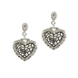 Gioelli Sterling Silver 1/3ct TDW Diamond Heart Shape Dangle Earrings