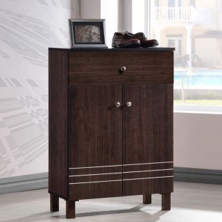 Baxton Studio Riker Contemporary Wenge Shoe Cabinet With 2 Doors And 1