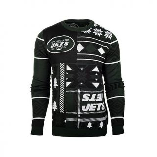 Officially Licensed NFL Patches Crew Neck Ugly Sweater   Jets   7766023