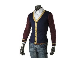 KMFEIL Men Fashion V Neck Buttons Front Long Sleeve Sweater