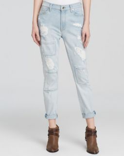 7 For All Mankind Jeans   The Ankle Skinny Patched and Destroyed in Rigid Light Blue