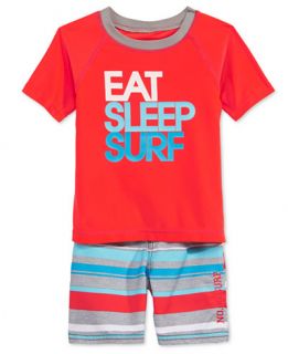 Osh Kosh Little Boys 2 Piece Eat Surf Sleep Rash Guard Set   Swimwear