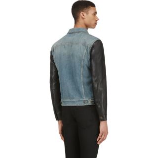 Saint Laurent Blue Denim & Leather Jacket