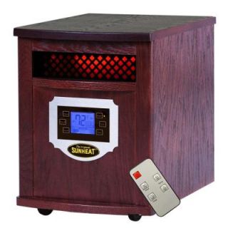 Sunheat 1500 Watt Infrared Electric Portable Heater with Remote Control, LCD Display and Made in USA Cabinetry   Mahogany 400410020