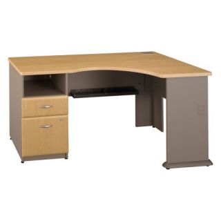 Bush BBF Series A Expandable Single 2Dwr Pedestal Corner Desk in Light Oak