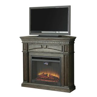 Style Selections 47.5 in W 5,120 BTU Dark Driftwood Wood and Metal Corner or Flat Wall Fan Forced Electric Fireplace with Thermostat and Remote Control
