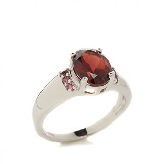 Ravenna Gems Oval Gemstone and Round Gem Accent Sterling Silver Ring   7937730