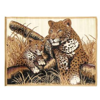 DonnieAnn African Adventure Cheetah and Cub Design Brown 5 ft. 2 in. x 7 ft. Indoor Area Rug AFTGC
