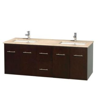 Wyndham Collection Centra 60 in. Double Vanity in Espresso with Marble Vanity Top in Ivory and Undermount Sinks WCVW00960DESIVUNSMXX